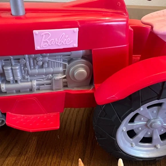 Barbie Red Tractor with Pink Trailer and Accessories - Picture 2 of 4